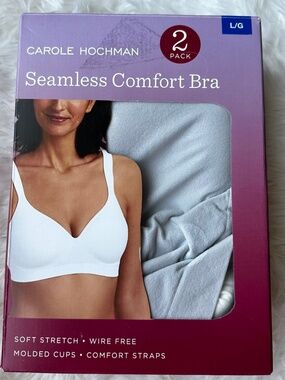 Carole Hochman Seamless Comfort Bra 2 Pack L/G Wirefree Molded Cups